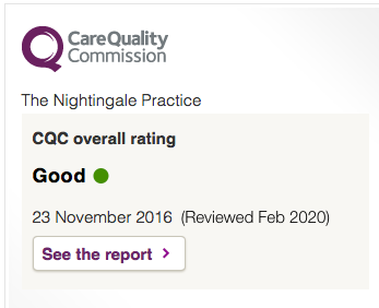 CQC 'Good' rating widget